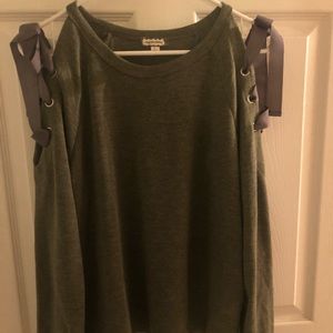 Olive green size large cold shoulder sweater